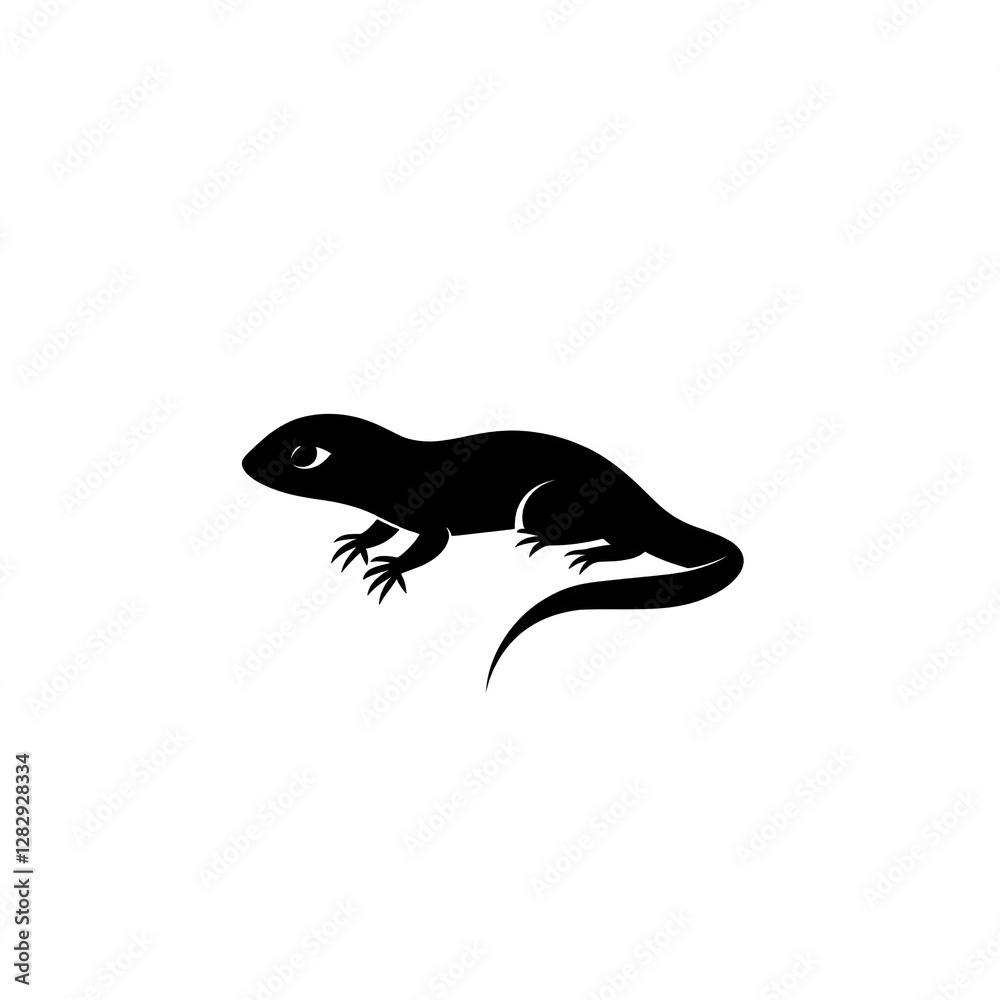 Obraz premium Sleek Newt Silhouette: A Minimalist Black Logo Design