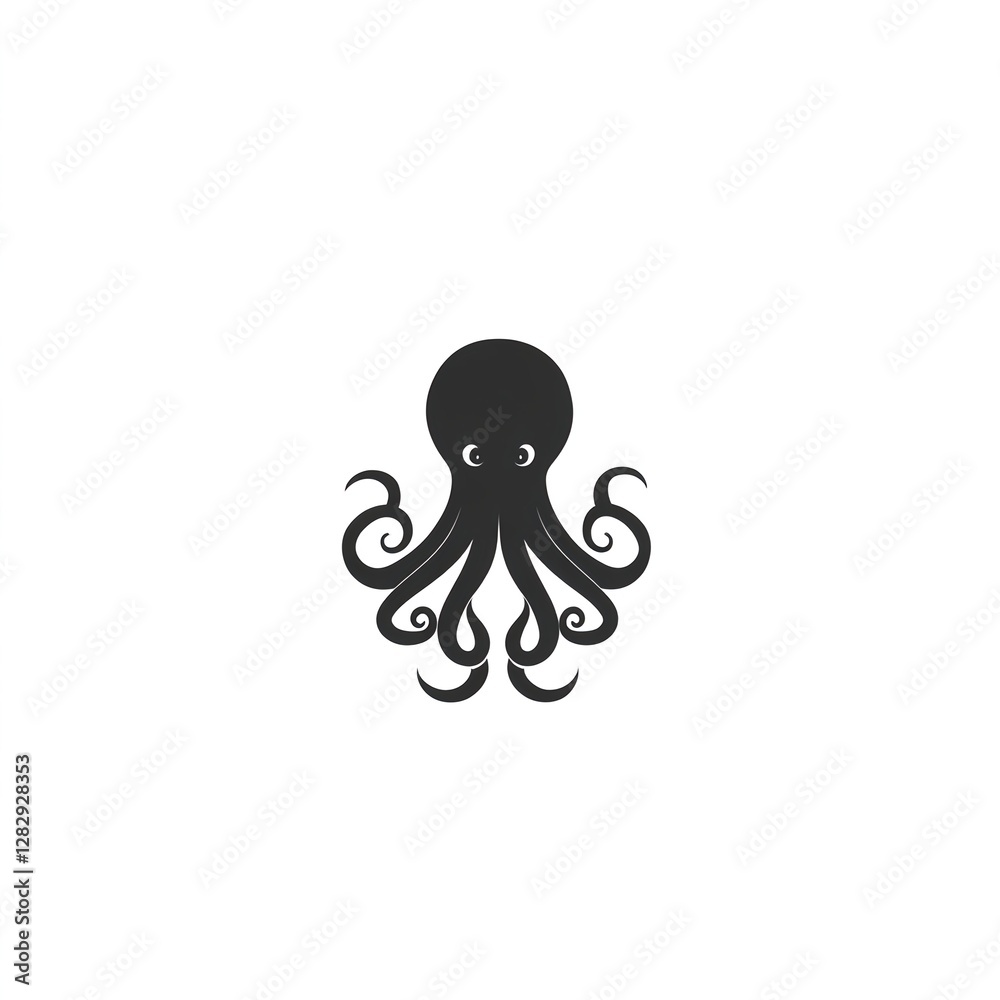 Sleek Black Octopus: Minimalist Design Logo Sleek Black Octopus: Minimalist Design Logo