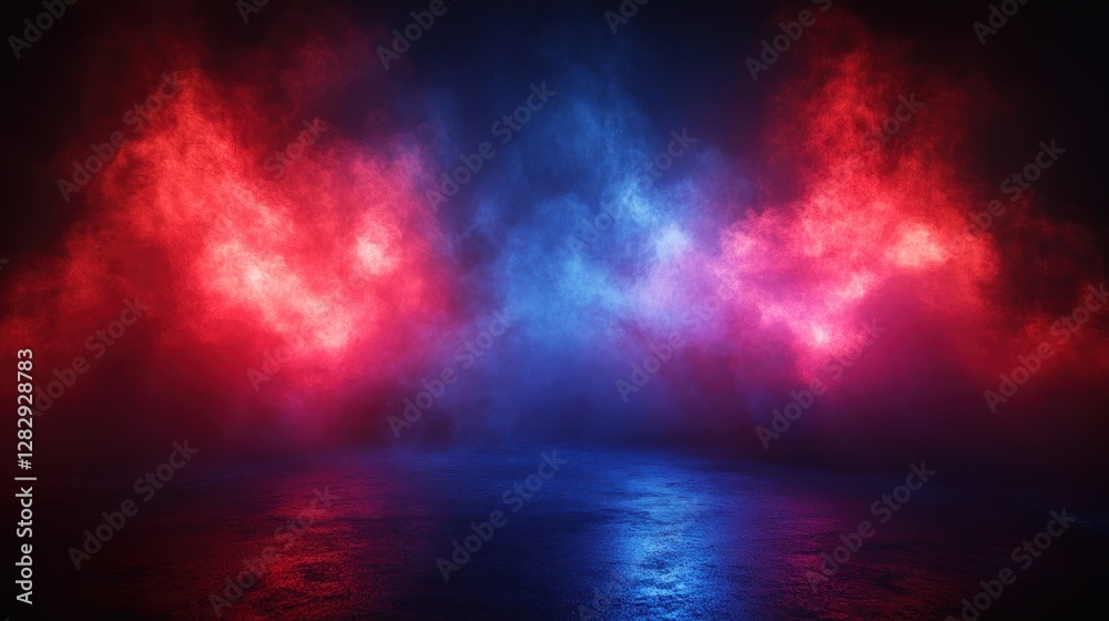 Fototapeta premium Red blue smoke studio backdrop