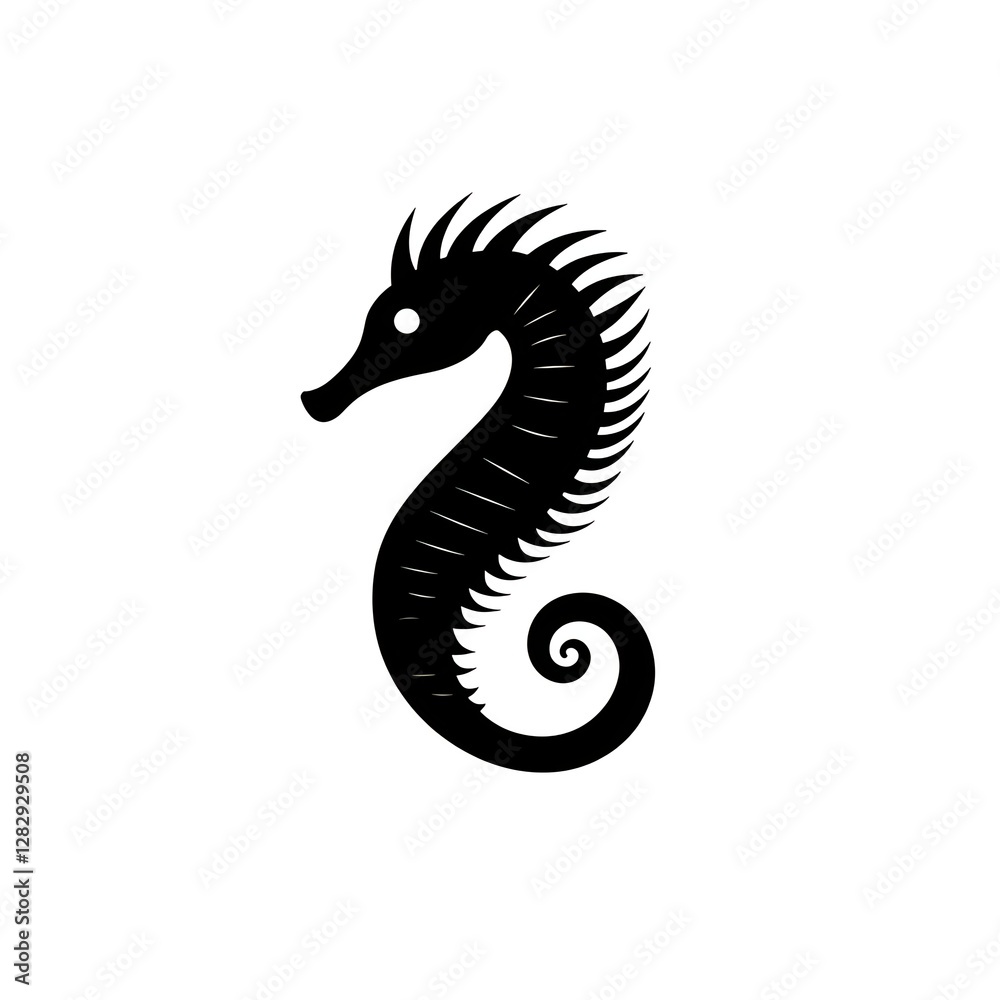 Fototapeta premium Elegant Black Seahorse: Minimalist Design, Ocean Grace