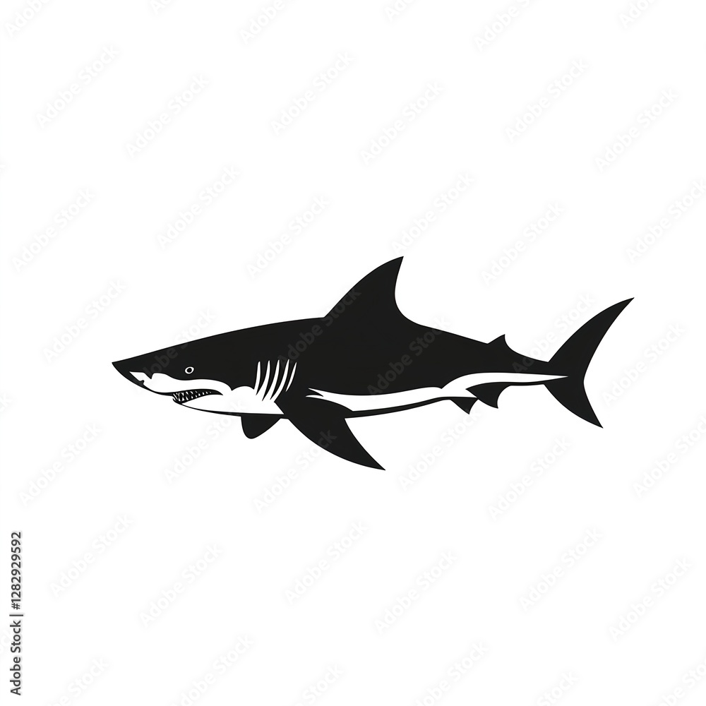 Obraz premium Sleek Shark Silhouette: A Minimalist Black Design