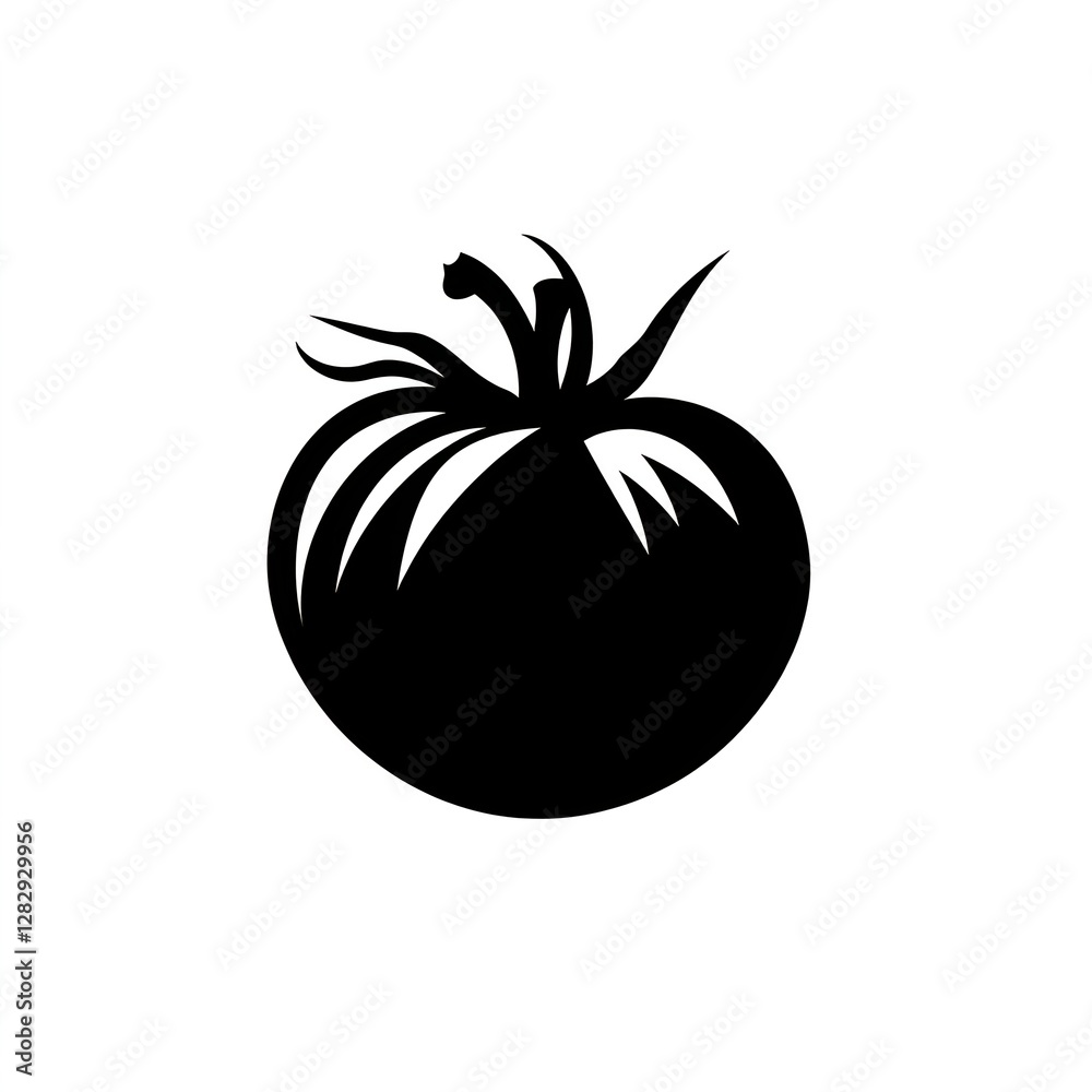 Sleek Black Tomato: Minimalist Logo Design Sleek Black Tomato: Minimalist Logo Design