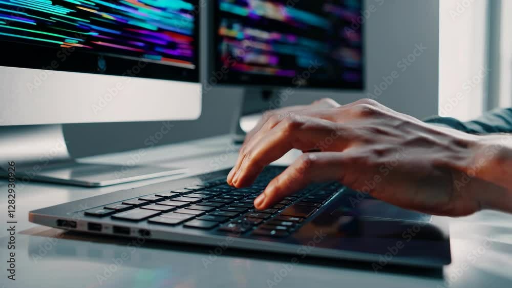 The Hands on Laptop Keyboard The Hands on Laptop Keyboard