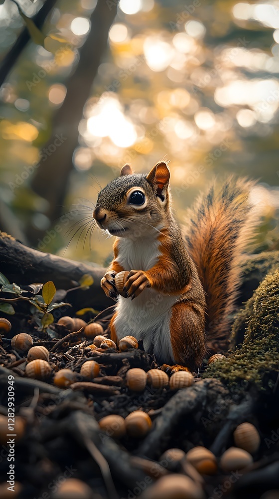 Obraz premium squirrel eating nut