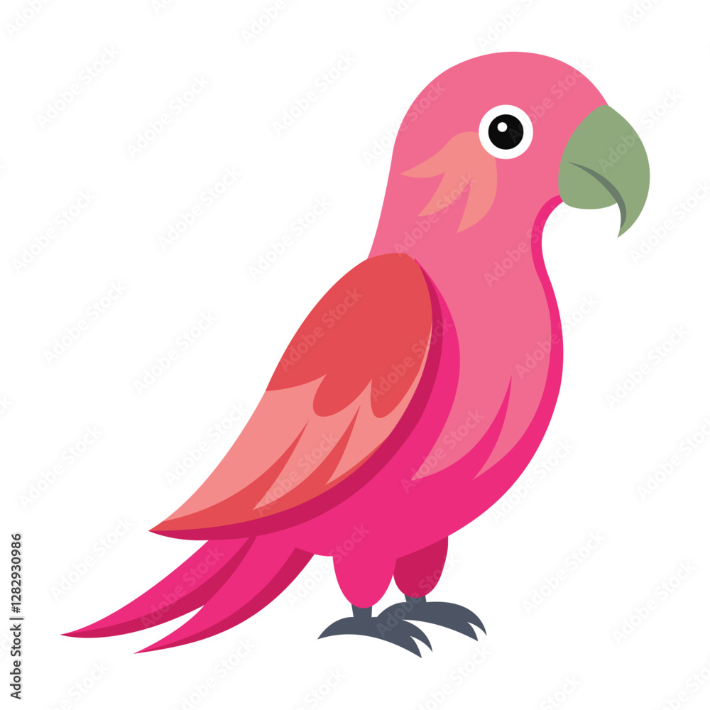 Fototapeta premium Beautiful Pink Parrot on White Background