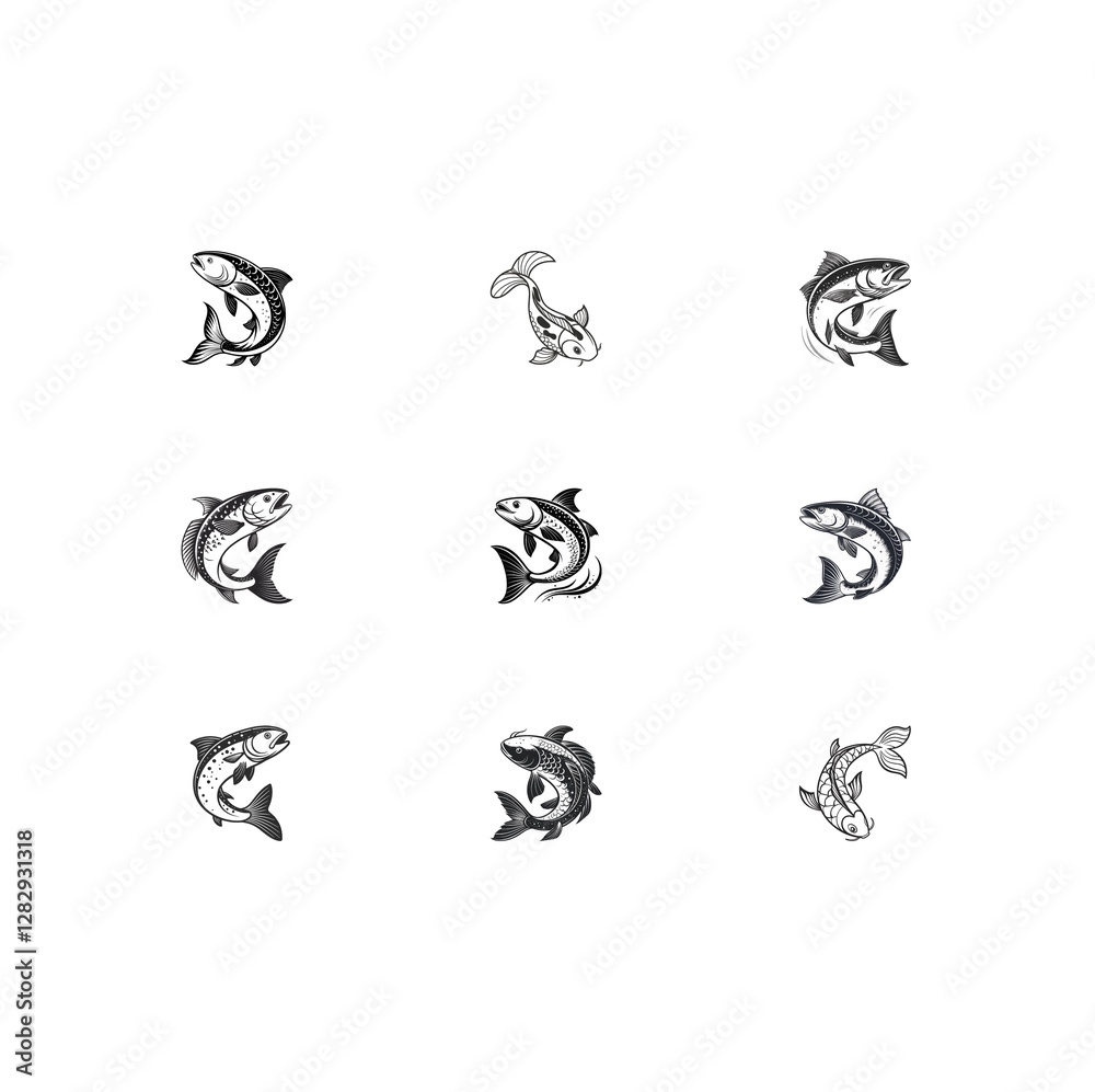 Fototapeta premium Showing a feature of a group of fish icon