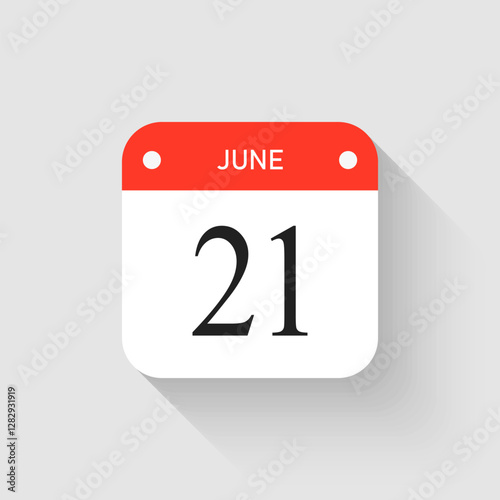 Vector icon page day calendar - 21 June month