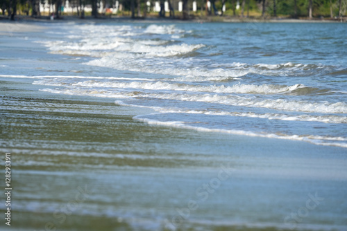 Fototapeta Naklejka Na Ścianę i Meble -  The sea water on the beach is a wave of various forms for background.
