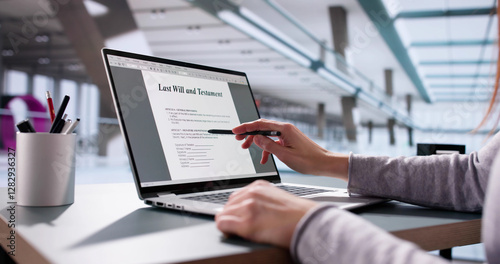 Person writing last will and testament, inheritance close-up