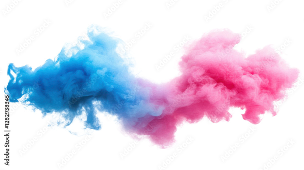 Fototapeta premium Blue pink smoke isolated on white background