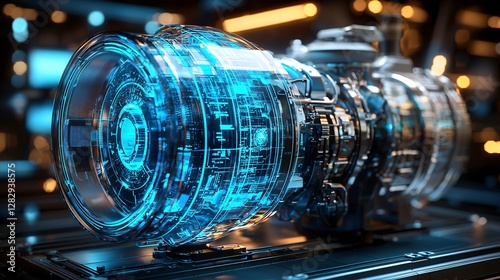 futuristic turbo engine technology with transparent design
