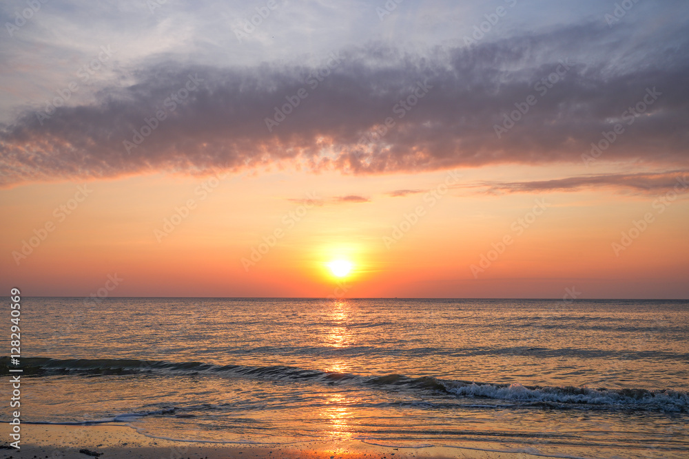 Sunset view at the sea at Kaeng Krachan National Park, Prachuap Khiri Khan Province, Thailand.