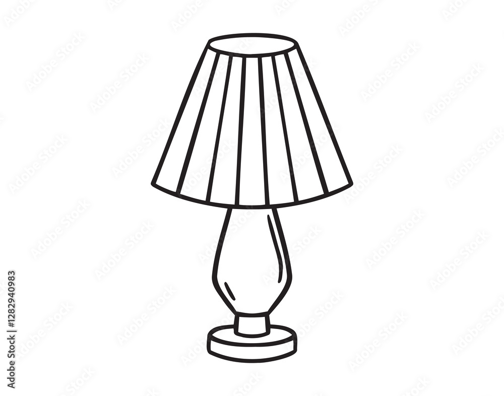 Obraz premium Table lamp interior table lamp doodle hand drawn icon. Outline drawing table lamp interior table lamp line clipart symbol