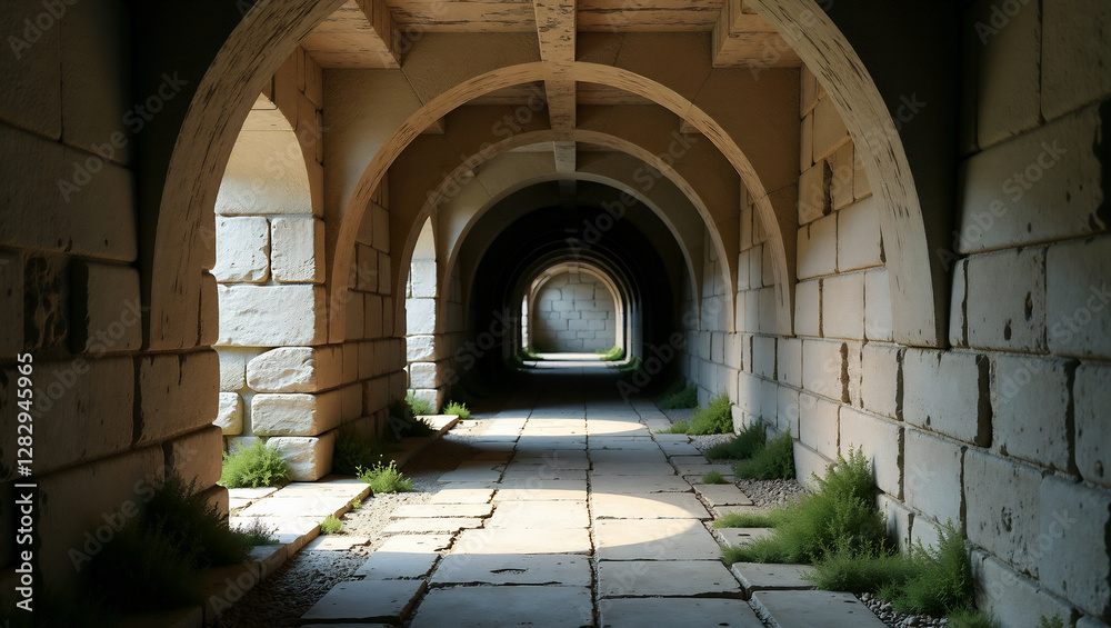 Fototapeta premium Ancient Passage: Weathered Stone Corridor