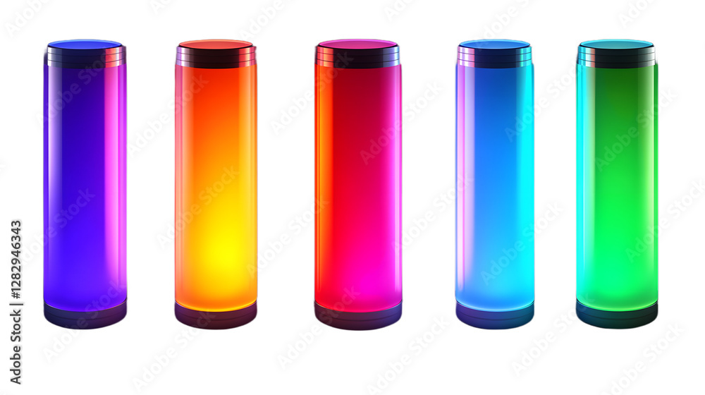 Colorful Gradient Light Pillars, Isolated on Transparent Background Colorful Gradient Light Pillars, Isolated on Transparent Background