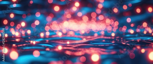 Abstract bokeh background with blue and red lighting creating a colorful textured surface in a blurred effect photo