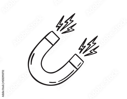 magnet doodle hand drawn icon. Outline drawing magnet line clipart symbol