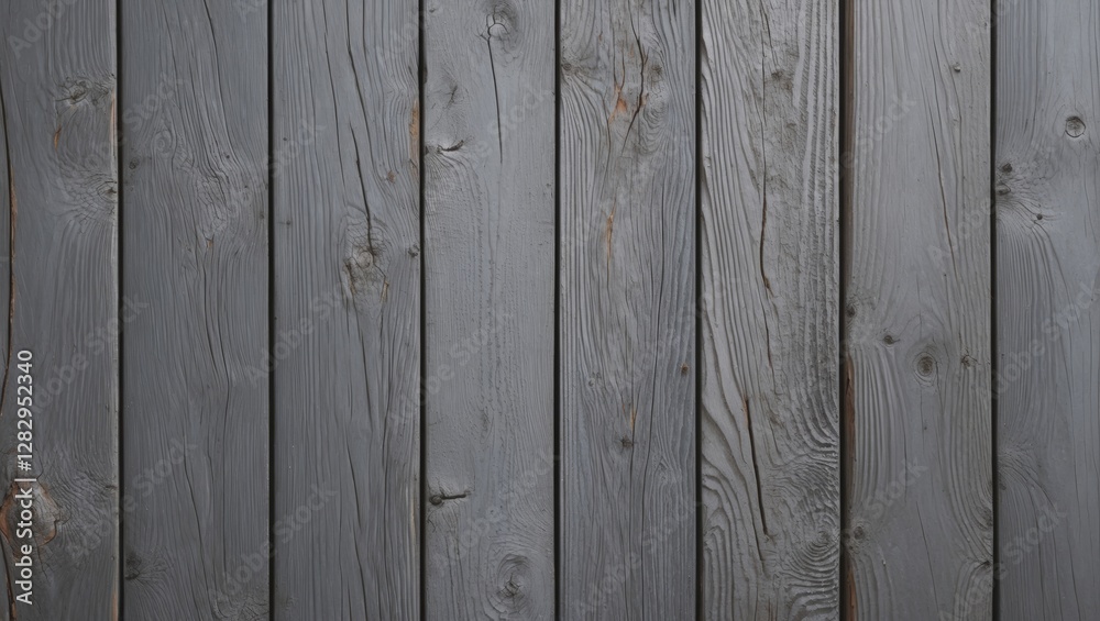 Gray weathered wooden planks background with visible knots and grain patterns arranged vertically in a close-up view Gray weathered wooden planks background with visible knots and grain patterns arranged vertically in a close-up view