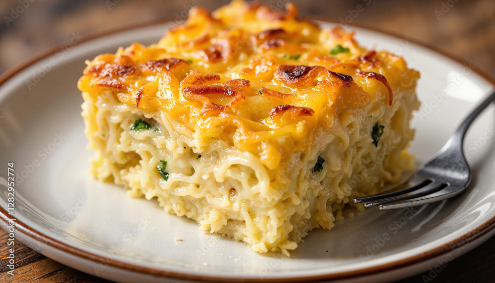 Baked macaroni and cheese on a plate