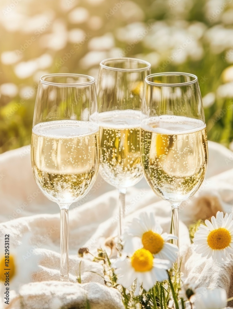 Romantic champagne picnic setup in nature outdoor scene relaxing atmosphere Romantic champagne picnic setup in nature outdoor scene relaxing atmosphere