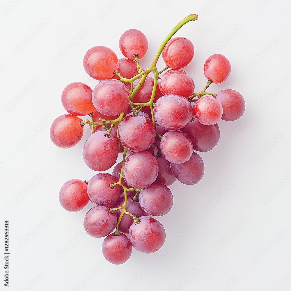 Bunch of Fresh Red Grapes on White Background with Natural Light Studio Photo Still Life Style