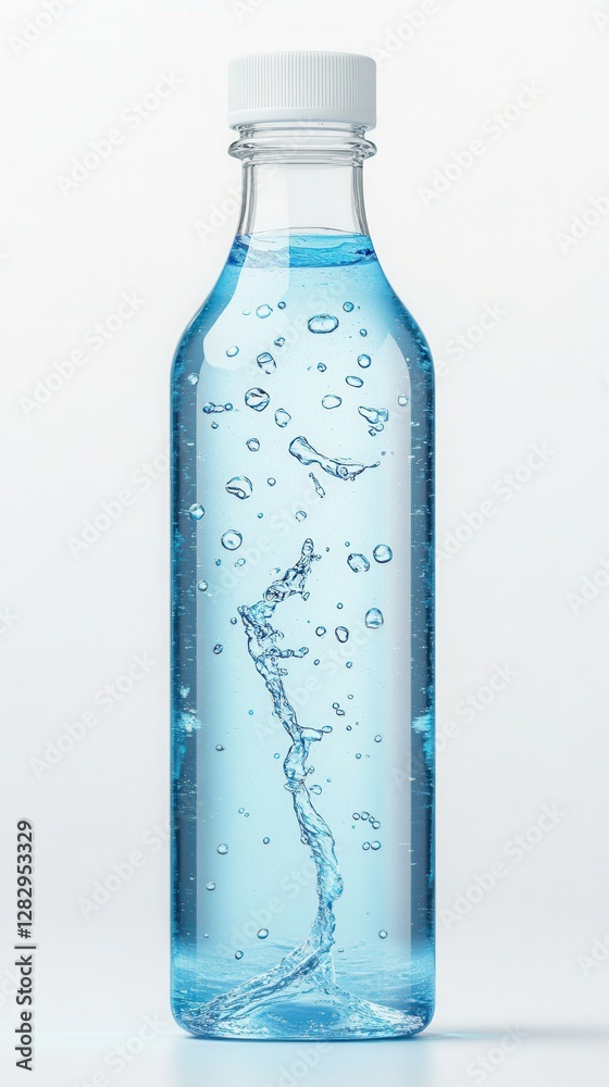 Swirling Light Blue Liquid in Clear Glass Bottle Swirling Light Blue Liquid in Clear Glass Bottle