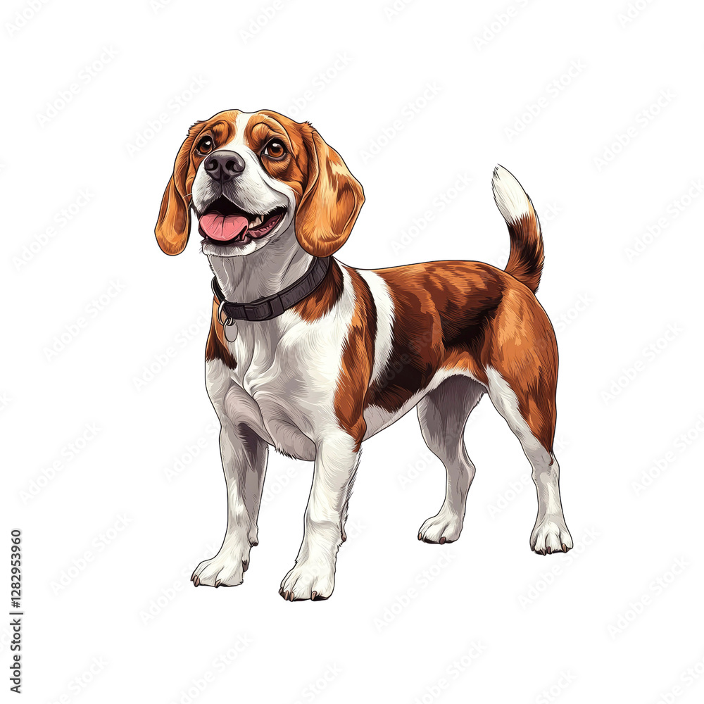 Happy Beagle Dog Portrait - Vibrant Digital Art Happy Beagle Dog Portrait - Vibrant Digital Art