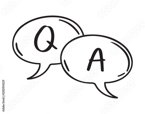 information icons. about info and questions. answer to a question. contacting support doodle hand drawn icon set. Outline drawing line clipart symbol collection
