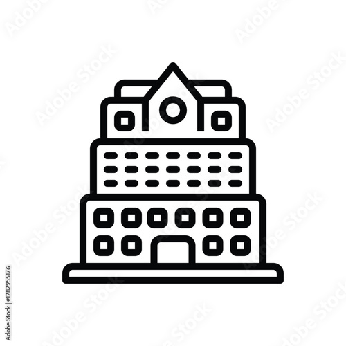 Black line icon for hotel