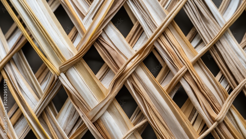 Woven pattern of natural dried leaves showcasing intricate texture and warm earth tones suitable for backgrounds and design elements Woven pattern of natural dried leaves showcasing intricate texture and warm earth tones suitable for backgrounds and design elements