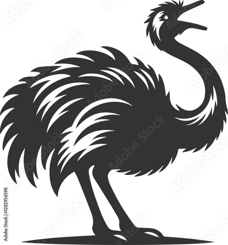 Ostrich shaking its head rapidly animal vector silhouette