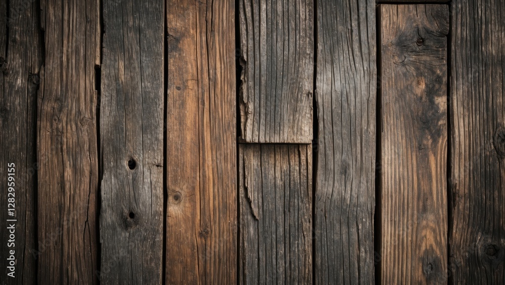 Naklejka premium Textured wooden planks background with varying shades of brown and gray enhancing natural rustic appeal