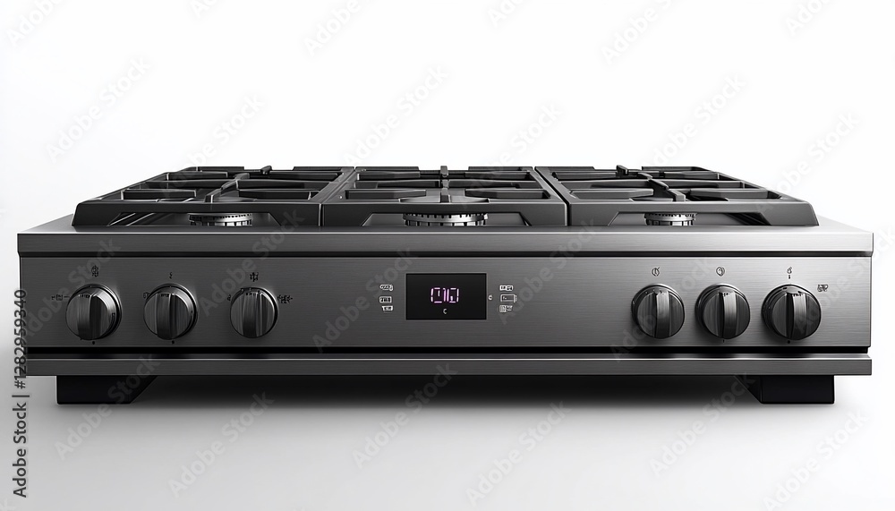 Modern Stainless Steel Gas Stove with Five Burners and Digital Display Modern Stainless Steel Gas Stove with Five Burners and Digital Display
