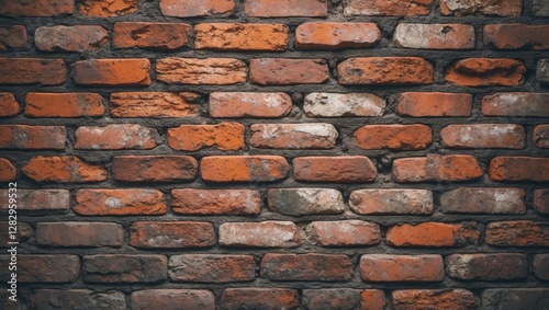 Red and gray textured brick wall background with irregular patterns and weathered appearance