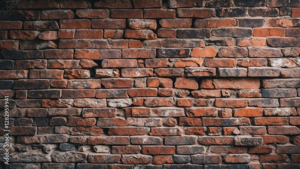 Fototapeta premium Red and gray weathered brick wall texture background for architectural and interior design projects