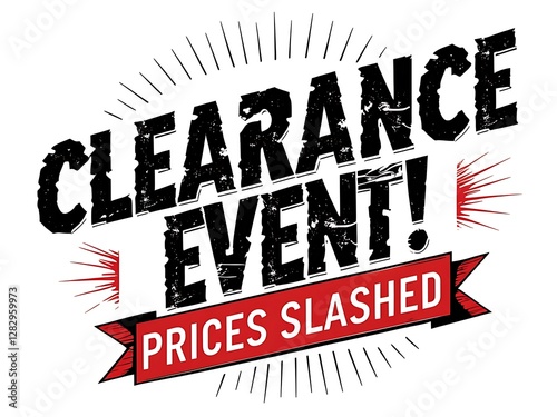 Clearance event with slashed prices displayed on the image