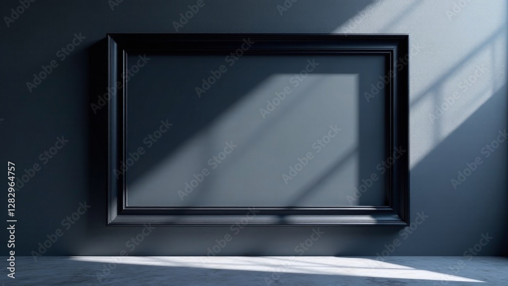 Fototapeta premium Empty Dark Frame on a Wall with Subtle Light and Shadow Play