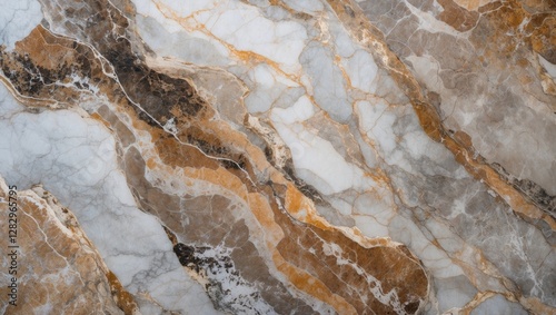 Textured marble surface with gray, white, and gold veins detailing for background or surface design use. photo