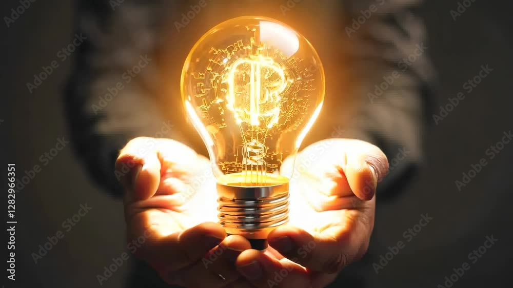 businessman holding light bulb idea thinking good