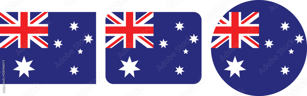 Fototapeta premium Australian Flag Variations in Square and Circle Shapes