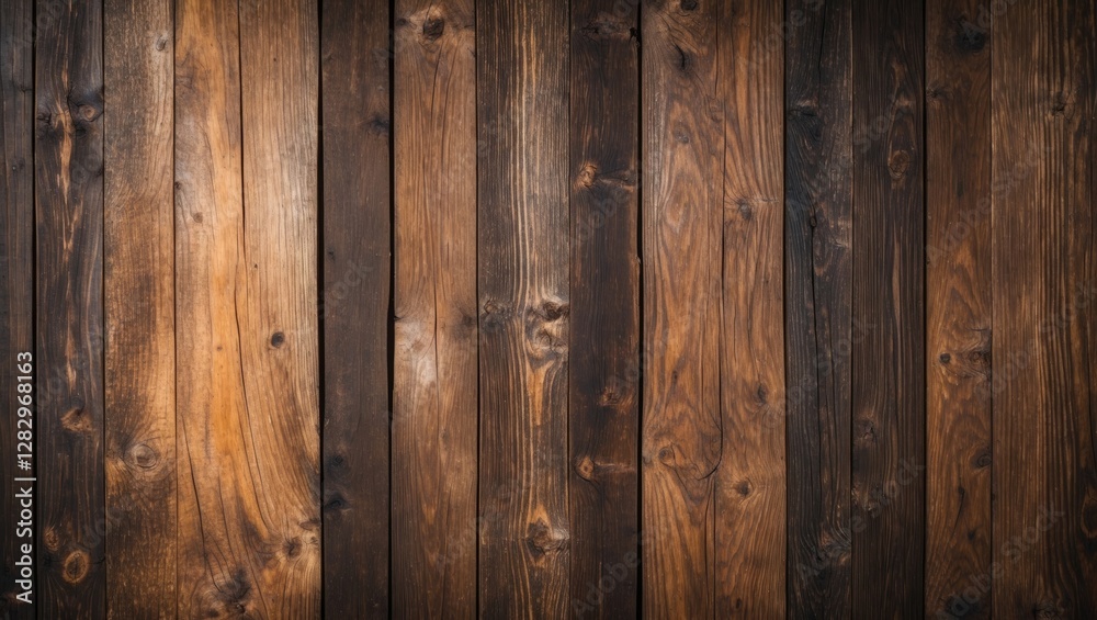 Naklejka premium Wooden wall texture with vertical panels in varying shades of brown and black for interior design applications