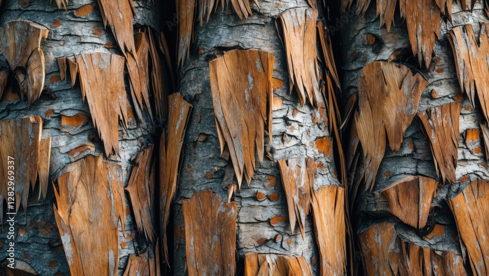 Close-up view of textured tree bark with peeling layers and rich brown colors displaying natural patterns and details Close-up view of textured tree bark with peeling layers and rich brown colors displaying natural patterns and details