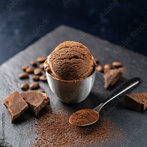 cocoa powder and chocolate ice cream