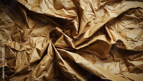 Wallpaper Mural Crumpled brown paper texture background with intricate folds and shadows creating depth in a close-up view Torontodigital.ca