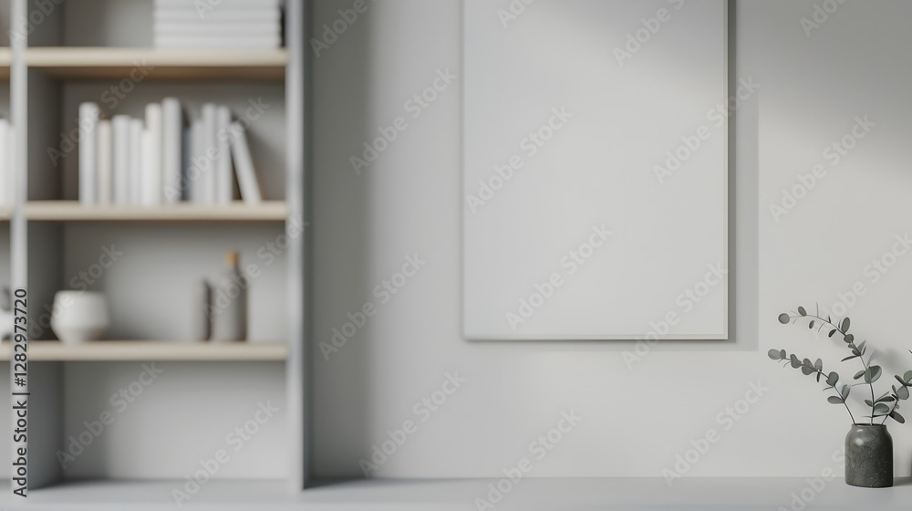 Cozy Home Office: Minimalist Bookcase Zoom Background Cozy Home Office: Minimalist Bookcase Zoom Background