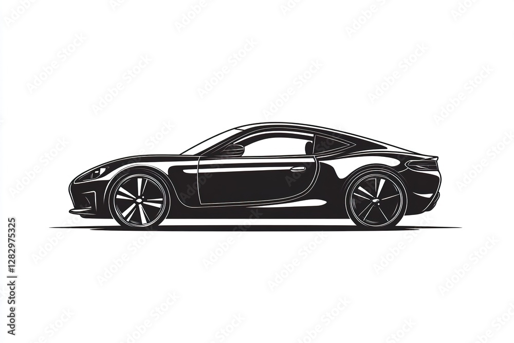 Sleek black sports coupe illustration on a white background Sleek black sports coupe illustration on a white background