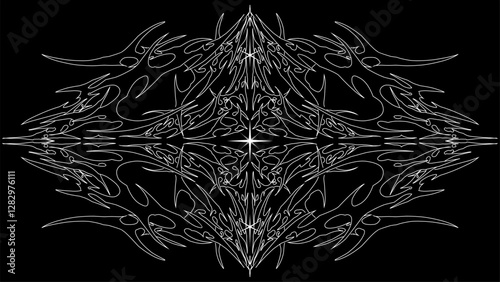 Neo tribal symmetry shapes vector black and white design