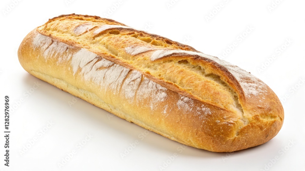 Freshly Baked French Bread Displayed on a White Background. Generative AI Freshly Baked French Bread Displayed on a White Background. Generative AI