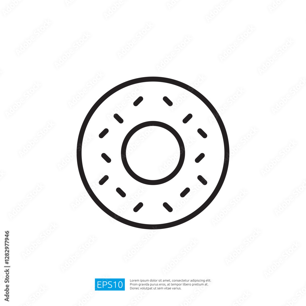 Minimalist Icon of a Simple Round Donut with Sprinkles and Cream on a Clean Background Minimalist Icon of a Simple Round Donut with Sprinkles and Cream on a Clean Background