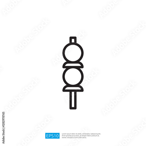 Minimalist Line Icon of Grilled Skewers with Meat and Vegetables for Culinary Arts and Gastronomy